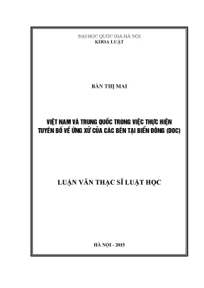 Luận văn thạc sĩ vnu ls việt nam và trung quốc trong việc thực hiện tuyên bố về ứng xử của các bên tại biển đông doc