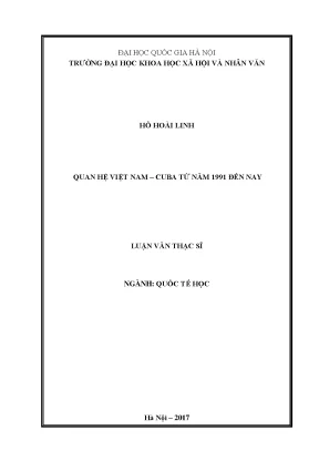 Luận văn thạc sĩ ussh quan hệ việt nam cuba từ năm 1991 đến nay