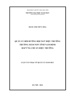 Luận văn thạc sĩ vnu ued quản lý bồi dưỡng đội ngũ hiệu trưởng trường mầm non tỉnh nam định đáp ứng chuẩn hiệu trưởng