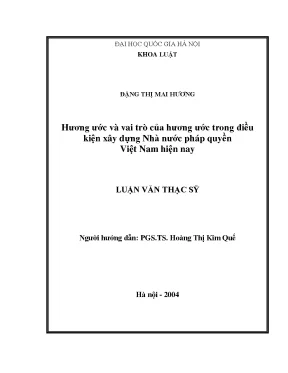 Luận văn thạc sĩ vnu ls hương ước và vai trò của hương ước trong điều kiện xây dựng nhà nước pháp quyền việt nam hiện nay