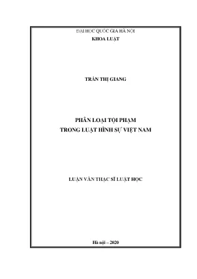 Luận văn thạc sĩ vnu ls phân loại tội phạm trong luật hình sự việt nam