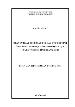 Luận văn thạc sĩ vnu ued quản lý hoạt động giáo dục đạo đức học sinh ở trường thpt quan lạn huyện vân đồn tỉnh quảng ninh