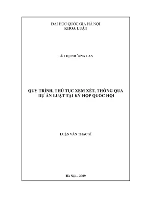 Luận văn thạc sĩ vnu ls quy trình thủ tục xem xét thông qua dự án luật tại kỳ họp quốc hội