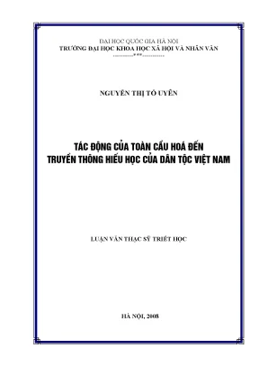 Luận văn thạc sĩ ussh tác động của toàn cầu hóa đến truyền thống hiếu học của dân tộc việt nam