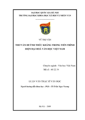 Luận văn thạc sĩ ussh thơ văn huỳnh thúc kháng trong tiến trình hiện đại hóa văn học việt nam