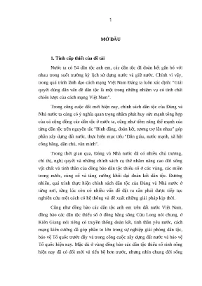Luận văn lịch sử đảng đổi mới việc thực hiện chính sách dân tộc đối với đồng bào các dân tộc thiểu số tỉnh kiên giang hiện nay
