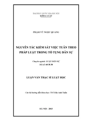 Luận văn thạc sĩ vnu ls nguyên tắc kiểm sát việc tuân theo pháp luật trong tố tụng dân sự 001