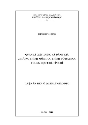 Luận văn thạc sĩ vnu ued quản lý xây dựng và đánh giá chương trình môn học trình độ đại học trong học chế tín chỉ