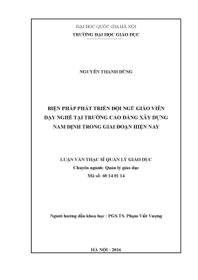 Luận văn thạc sĩ vnu ued biện pháp phát triển đội ngũ giáo viên dạy nghề tại trường cao đẳng xây dựng nam định trong giai đoạn hiện nay
