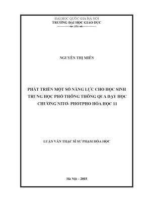 Luận văn thạc sĩ vnu ued phát triển một số năng lực cho học sinh trung học phổ thông thông qua dạy học chương nitơ photpho hóa học 11