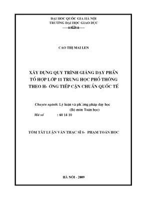 Luận văn thạc sĩ vnu ued xây dựng quy trình giảng dạy phần tổ hợp lớp 11 trung học phổ thông theo hướng tiếp cận chuẩn quốc tế