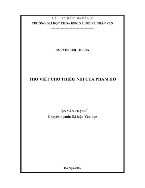 Luận văn thạc sĩ ussh thơ viết cho thiếu nhi của phạm hổ