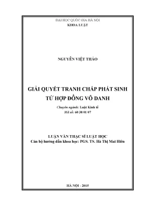Luận văn thạc sĩ vnu ls giải quyết tranh chấp phát sinh từ hợp đồng vô danh 07