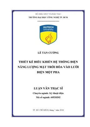 Luận văn thạc sĩ thiết kế điều khiển hệ thống điện năng lượng mặt trời hòa vào lưới điện một pha