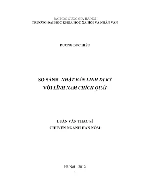 Luận văn thạc sĩ ussh so sánh nhật bản linh dị ký với lĩnh nam chích quái