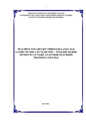 Luận văn thạc sĩ vnu ued nghiên cứu việc sử dụng trò chơi ngôn ngữ để dạy từ vựng cho sinh viên khối không chuyên năm thứ nhất ở trường cđsp nghệ an