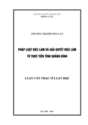 Luận văn thạc sĩ vnu ls pháp luật việc làm và giải quyết việc làm từ thực tiễn tỉnh quảng bình
