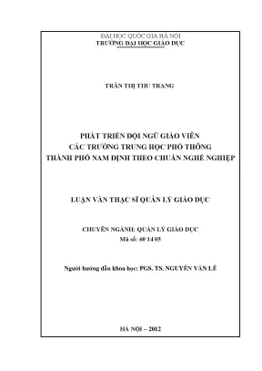 Luận văn thạc sĩ vnu ued phát triển đội ngũ giáo viên các trường trung học phổ thông thành phố nam định theo chuẩn nghề nghiệp