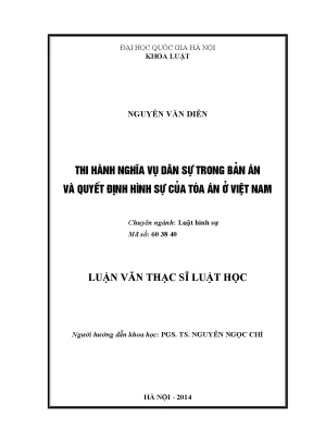 Luận văn thạc sĩ vnu ls thi hành nghĩa vụ dân sự trong bản án và quyết định hình sự của tòa án ở việt nam