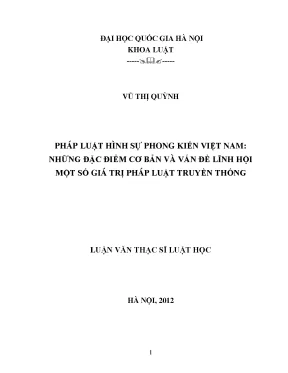 Luận văn thạc sĩ vnu ls pháp luật hình sự phong kiến việt nam những đặc điểm cơ bản và vấn đề lĩnh hội một số giá trị pháp luật truyền thống