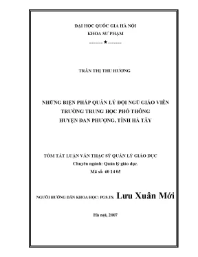 Luận văn thạc sĩ vnu ued những biện pháp quản lý đội ngũ giáo viên trường trung học phổ thông huyện đan phượng tỉnh hà tây