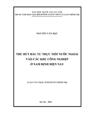 Luận văn thạc sĩ ussh thu hút đầu tư trực tiếp nước ngoài vào các khu công nghiệp ở nam định hiện nay