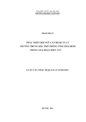 Luận văn thạc sĩ vnu ued phát triển độ ngũ cán bộ quản lý trường trung học phổ thông tỉnh thái bình trong giai đoạn hiện nay