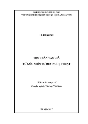 Luận văn thạc sĩ ussh thơ trần vạn giã từ góc nhìn tư duy nghệ thuật