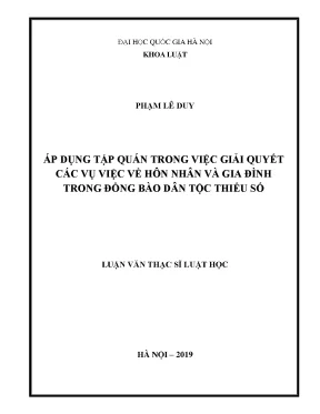 Luận văn thạc sĩ vnu ls áp dụng tập quán trong việc giải quyết các vụ việc về hôn nhân và gia đình trong đồng bào dân tộc thiểu số