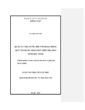 Luận văn thạc sĩ vnu ls quản lý nhà nước đối với hoạt động quỹ tín dụng nhân dân trên địa bàn tỉnh bắc ninh