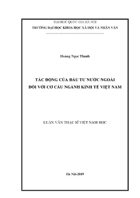 Luận văn thạc sĩ ussh tác động của đầu tư nước ngoài đối với cơ cấu ngành kinh tế việt nam