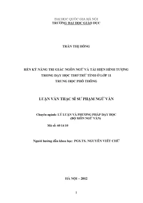 Luận văn thạc sĩ vnu ued rèn kỹ năng tri giác ngôn ngữ và tái hiện hình tượng trong dạy học thơ trữ tình ở lớp 11 trung học phổ thông
