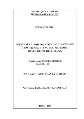 Luận văn thạc sĩ vnu ued biện pháp chỉ đạo hoạt động tổ chuyên môn ở các trường trung học phổ thông huyện thạch thất hà nội