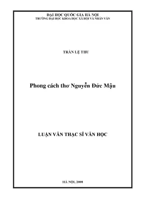 Luận văn thạc sĩ ussh phong cách thơ nguyễn đức mậu