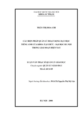 Luận văn thạc sĩ vnu ued các biện pháp quản lý hoạt động dạy học tiếng anh của khoa tại chức đại học hà nội trong giai đoạn hiện nay