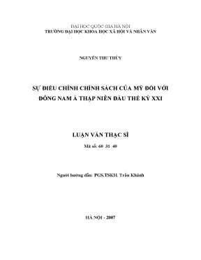 Luận văn thạc sĩ ussh sự điều chỉnh chính sách của mỹ đối với đông nam á thập niên đầu thế kỷ xxi luận văn ths quốc tế học 60 31 40