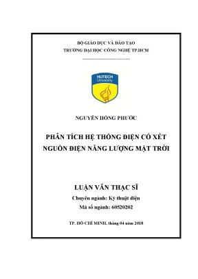 Luận văn thạc sĩ phân tích hệ thống điện có xét nguồn điện năng lượng mặt trời