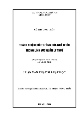 Luận văn thạc sĩ vnu ls trách nhiệm bồi thường của nhà nước trong lĩnh vực quản lý thuế