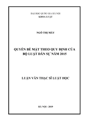 Luận văn thạc sĩ vnu ls quyền bề mặt theo quy định của bộ luật dân sự năm 2015