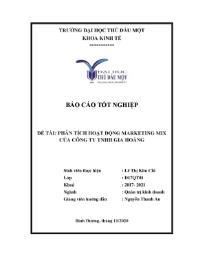 Khóa luận tốt nghiệp phân tích hoạt động marketing mix của công ty tnhh gia hoàng
