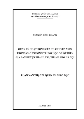 Luận văn thạc sĩ vnu ued quản lý hoạt động của tổ chuyên môn trong các trường trung học cơ sở trên địa bàn huyện thanh trì thành phố hà nội
