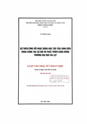 Luận văn thạc sĩ ussh sự thích ứng với hoạt động học tập của sinh viên khoa công tác xã hội và phát triển cộng đồng trường đại học đà lạt