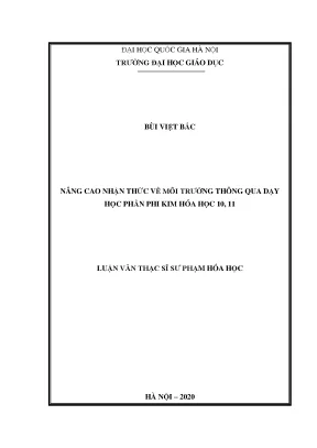 Luận văn thạc sĩ vnu ued nâng cao nhận thức về môi trường thông qua dạy học phần phi kim hoá học 10 11
