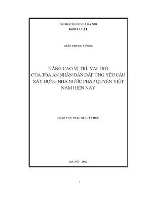 Luận văn thạc sĩ vnu ls nâng cao vị trí vai trò của tòa án nhân dân đáp ứng yêu cầu xây dựng nhà nước pháp quyền việt nam hiện nay luận văn ths luật 60 38 01