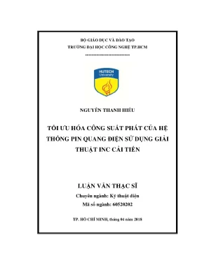 Luận văn thạc sĩ tối ưu hóa công suất phát của hệ thống pin quang điện sử dụng giải thuật inc cải tiến