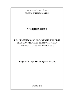 Luận văn thạc sĩ vnu ued rèn luyện kỹ năng so sánh cho học sinh trong dạy học tác phẩm chí phèo của nam cao ngữ văn 11 tập 1