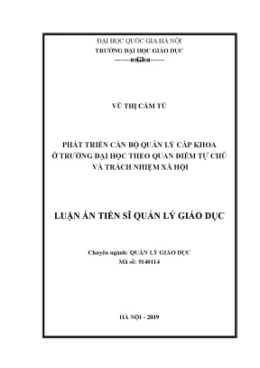 Luận văn thạc sĩ vnu ued phát triển cán bộ quản lý cấp khoa ở trường đại học theo quan điểm tự chủ và trách nhiệm xã hội