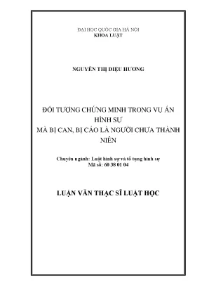 Luận văn thạc sĩ vnu ls đối tượng chứng minh trong vụ án hình sự mà bị can bị cáo là người chưa thành niên