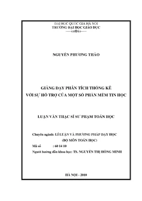 Luận văn thạc sĩ vnu ued giảng dạy phân tích thống kê với sự hỗ trợ của một số phần mềm tin học