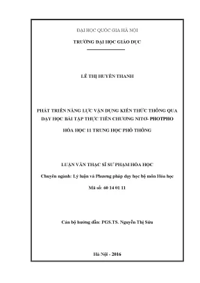 Luận văn thạc sĩ vnu ued phát triển năng lực vận dụng kiến thức thông qua dạy học bài tập thực tiễn chương nitơ photpho hóa học 11 trung học phổ thông 11